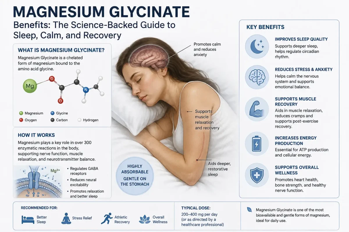 Magnesium Glycinate Benefits: The Science-Backed Guide to Sleep, Calm, and Recovery